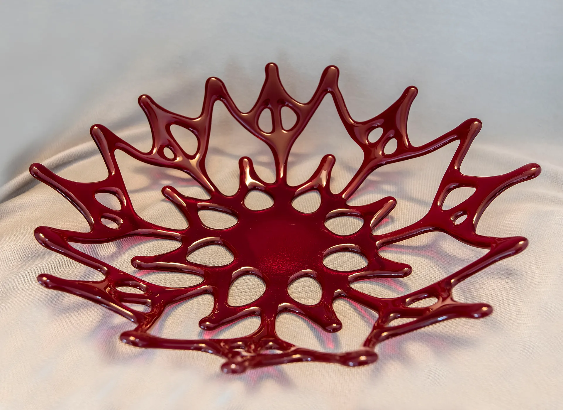 Coral Basket in Garnet Transparent Red